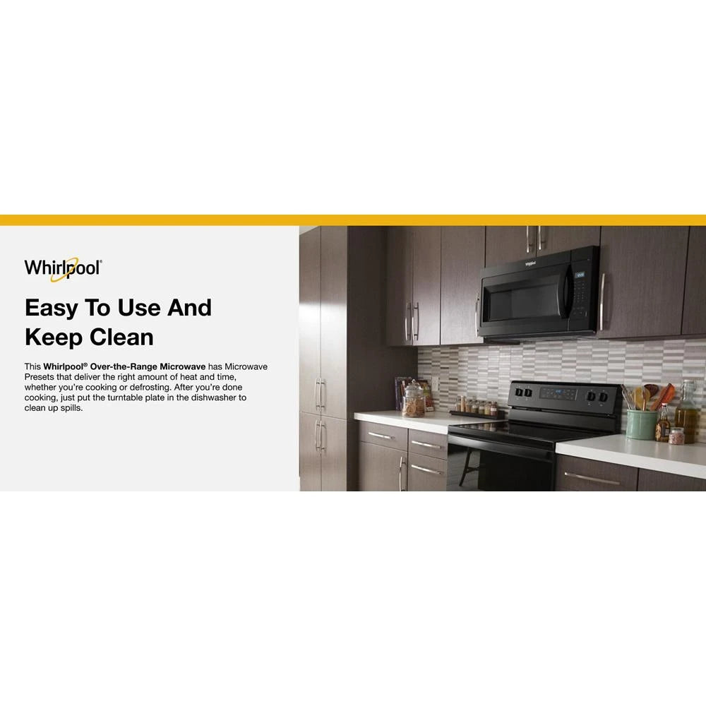 WHIRLPOOL 1.7 cu. ft. Microwave Hood Combination with Electronic Touch Controls - Black (WMH31017HB)