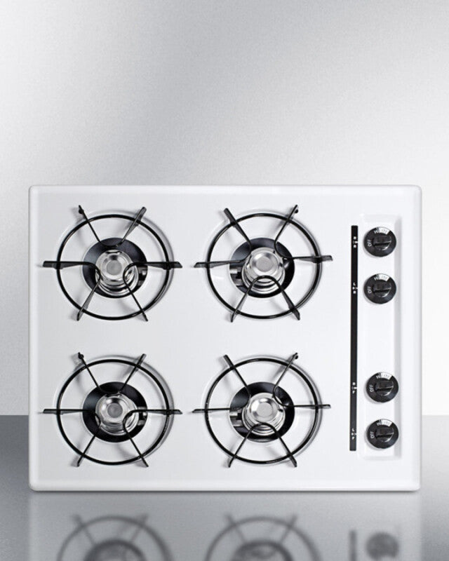 Summit 20" Wide 4-Burner Gas Cooktop - White (WNL033)