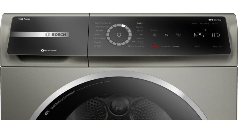 Bosch 800 Series Heat Pump Dryer - Pearl Steel (WQB245AXUC)
