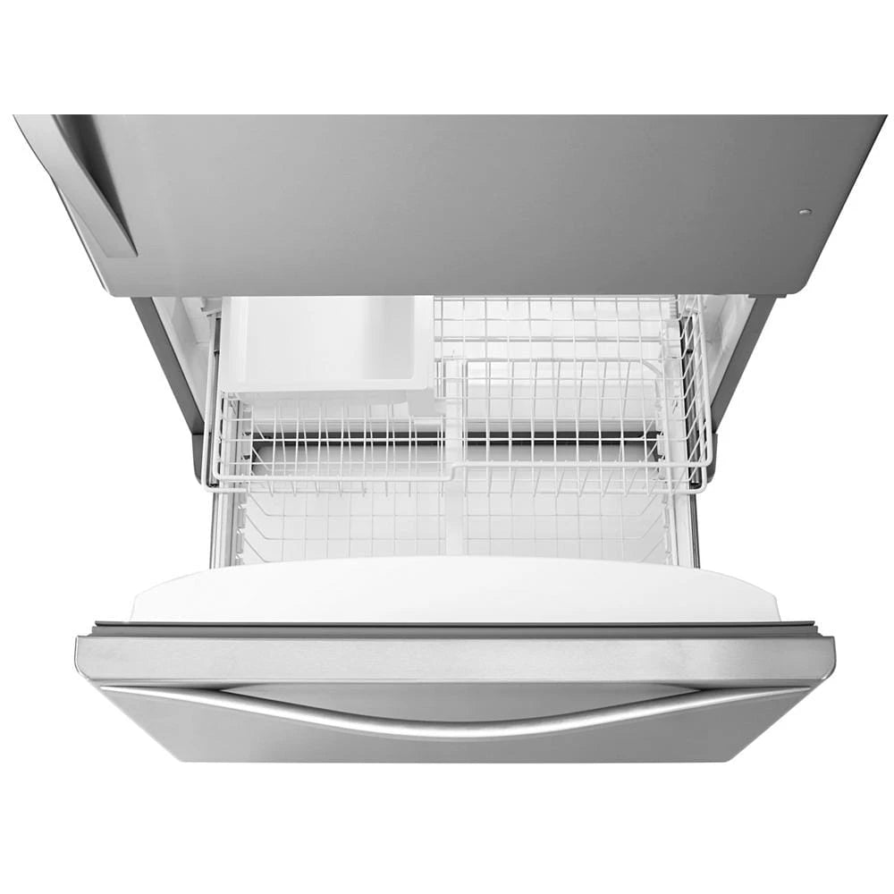 Whirlpool 33-inches wide Bottom-Freezer Refrigerator with SpillGuard™ Glass Shelves - 22 cu. ft - Stainless Steel (WRB322DMBM)
