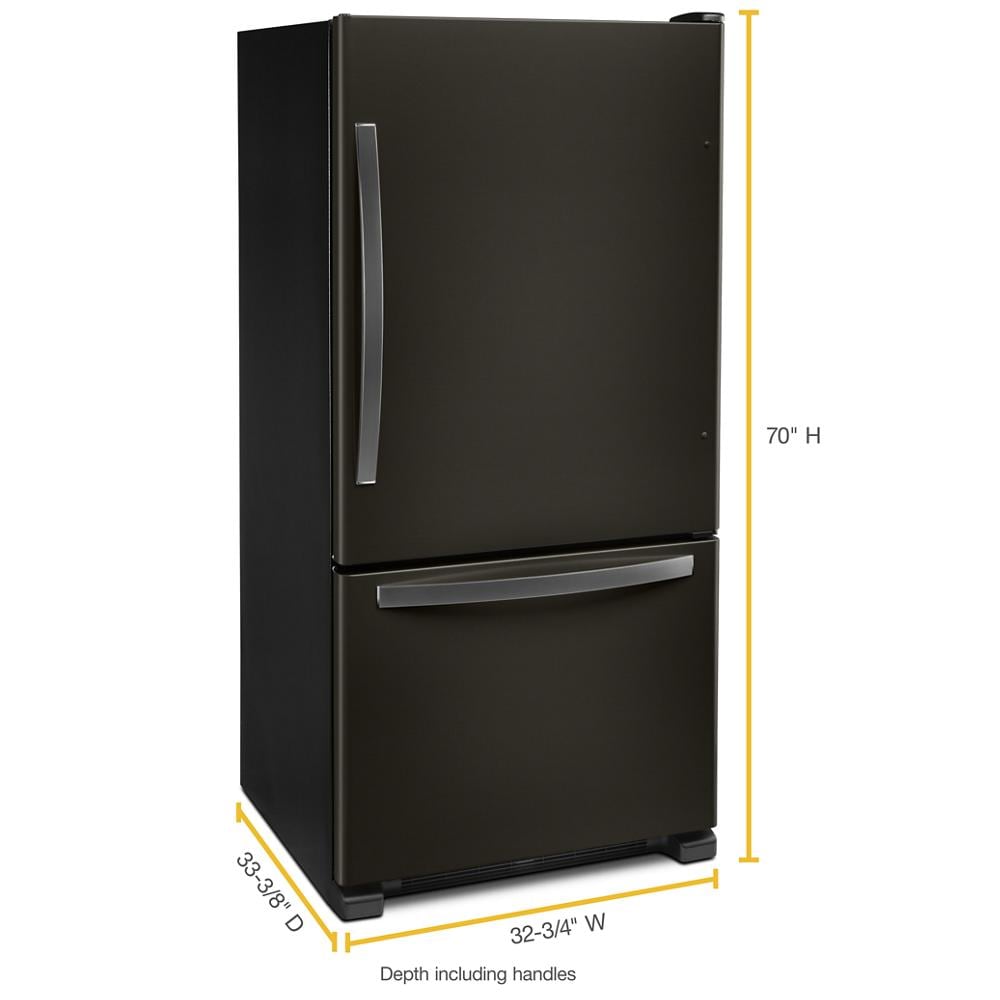 Whirlpool 33-inch wide Bottom-Freezer Refrigerator - 22 cu. ft. - Black Stainless (WRB322DMHV)