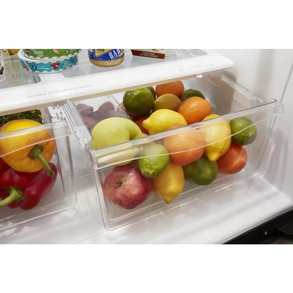 WHIRLPOOL 33-inch wide Bottom-Freezer Refrigerator - 22 cu. ft. - Black Stainless (WRB322DMHV)