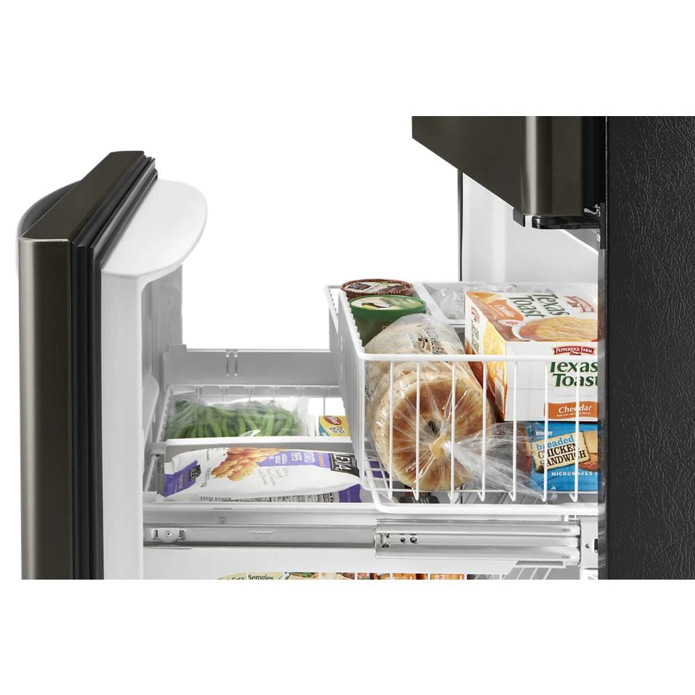 WHIRLPOOL 33-inch wide Bottom-Freezer Refrigerator - 22 cu. ft. - Black Stainless (WRB322DMHV)