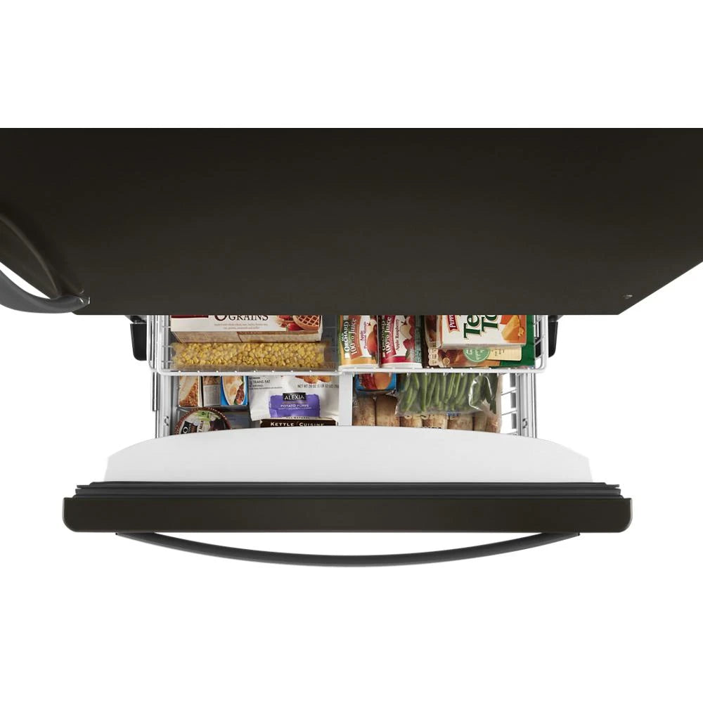 WHIRLPOOL 33-inch wide Bottom-Freezer Refrigerator - 22 cu. ft. - Black Stainless (WRB322DMHV)