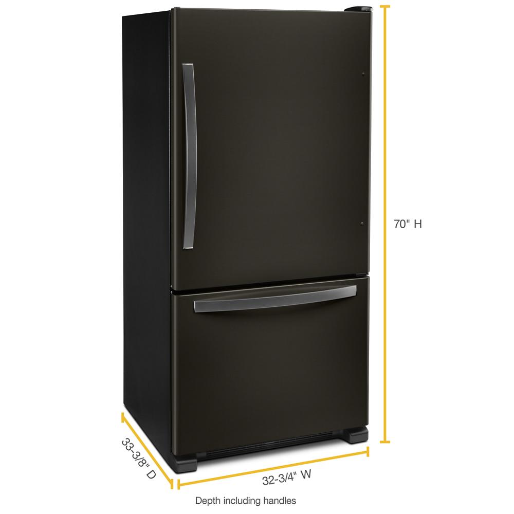 Whirlpool 33-inch wide Bottom-Freezer Refrigerator - 22 cu. ft. - Black Stainless (WRB322DMHV)