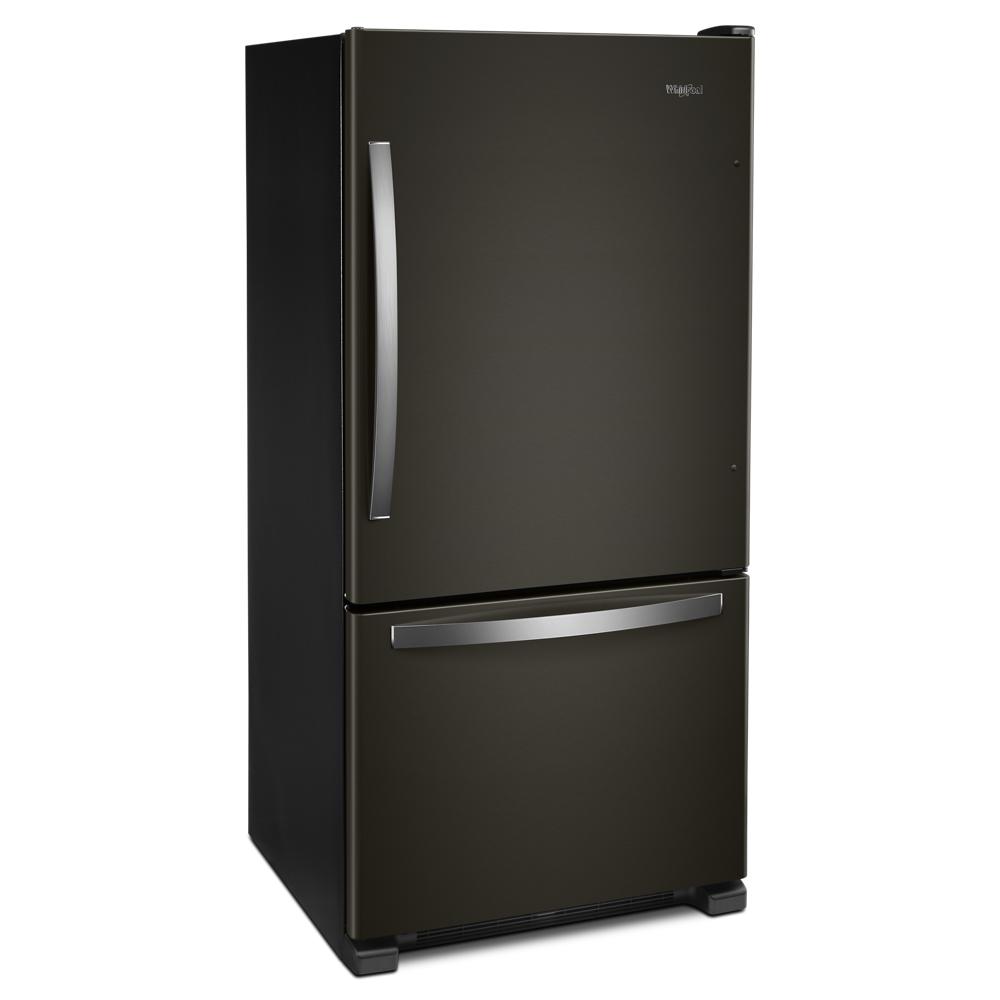 Whirlpool 33-inch wide Bottom-Freezer Refrigerator - 22 cu. ft. - Black Stainless (WRB322DMHV)