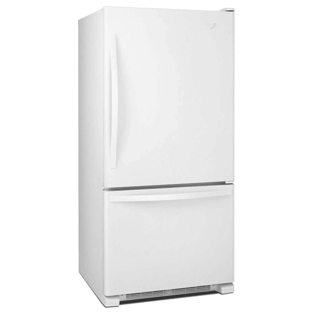 WHIRLPOOL 30-inches wide Bottom-Freezer Refrigerator with SpillGuard™ Glass Shelves - 18.7 cu. ft. - White-on-White (WRB329DMBW)