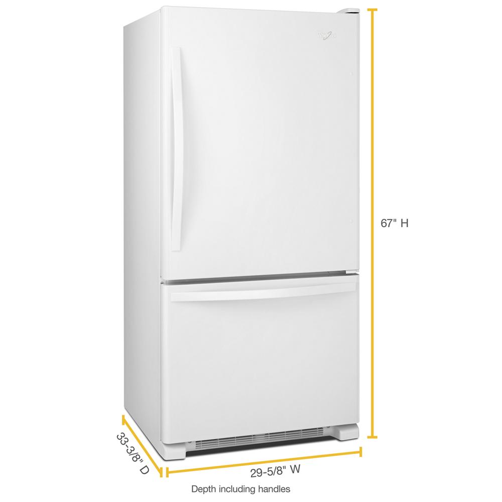 Whirlpool 30-inches wide Bottom-Freezer Refrigerator with SpillGuard™ Glass Shelves - 18.7 cu. ft. - White-on-White (WRB329DMBW)