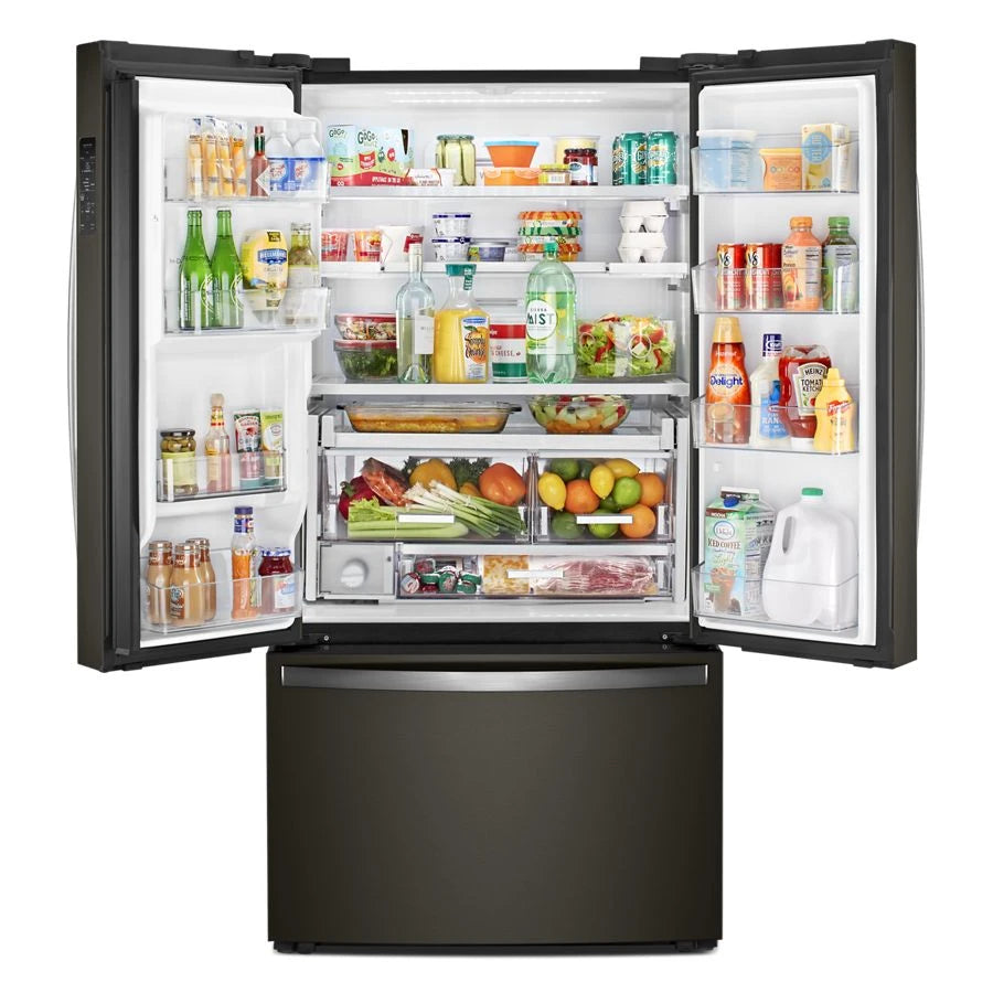 Whirlpool 36-inch Wide Counter Depth French Door Refrigerator - 24 cu. ft. - Fingerprint Resistant Black Stainless (WRF954CIHV)