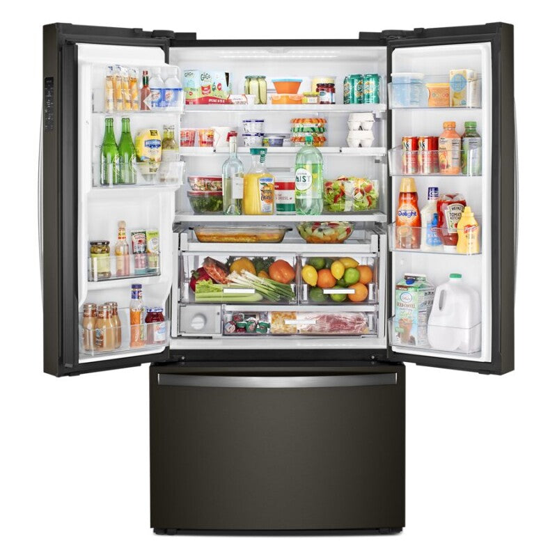 WHIRLPOOL 36-inch Wide Counter Depth French Door Refrigerator - 24 cu. ft. - Fingerprint Resistant Black Stainless (WRF954CIHV)