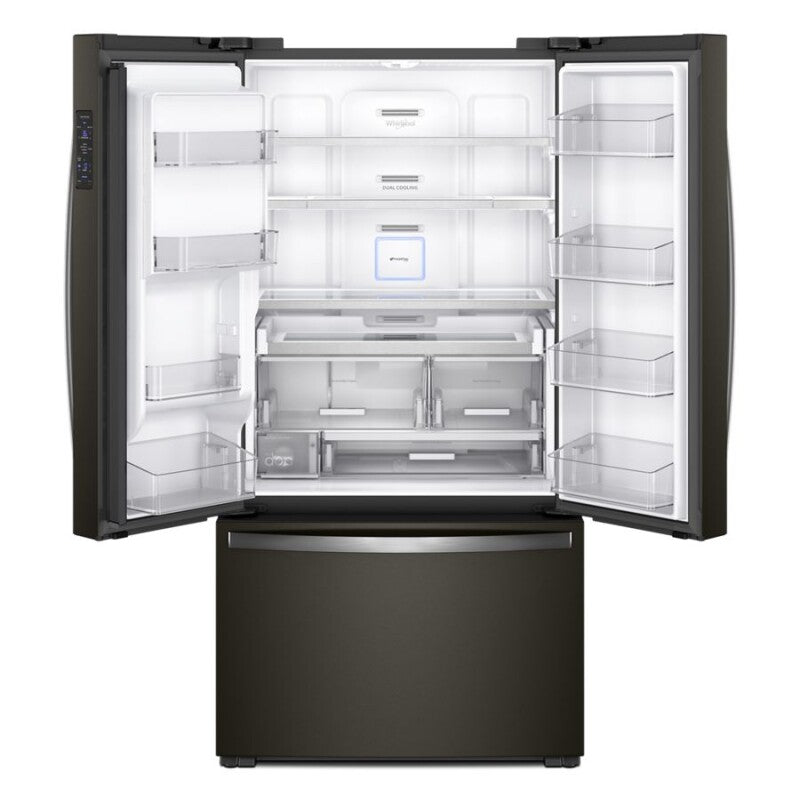 WHIRLPOOL 36-inch Wide Counter Depth French Door Refrigerator - 24 cu. ft. - Fingerprint Resistant Black Stainless (WRF954CIHV)
