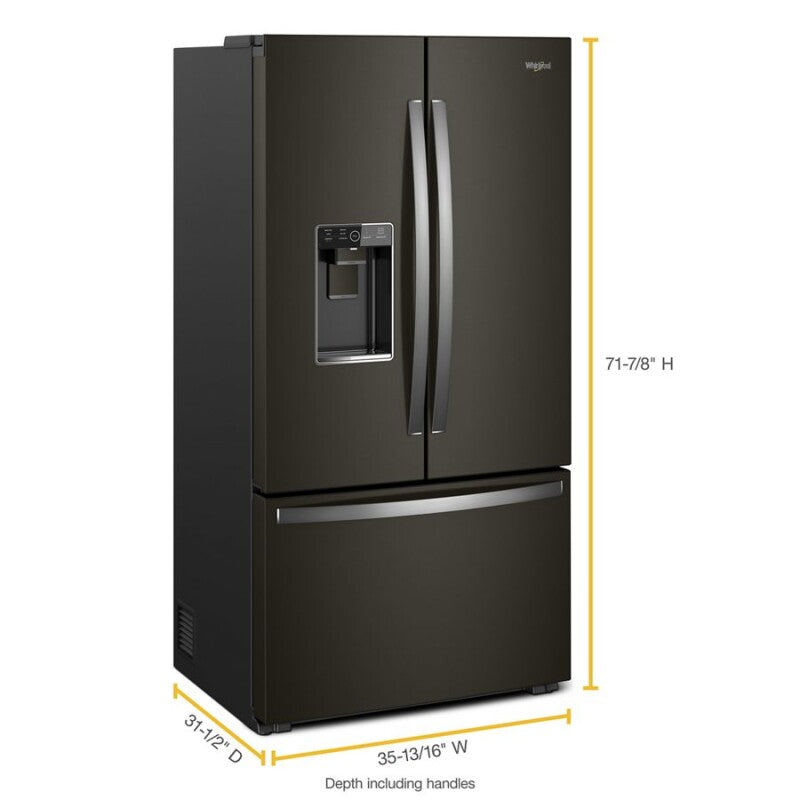 WHIRLPOOL 36-inch Wide Counter Depth French Door Refrigerator - 24 cu. ft. - Fingerprint Resistant Black Stainless (WRF954CIHV)