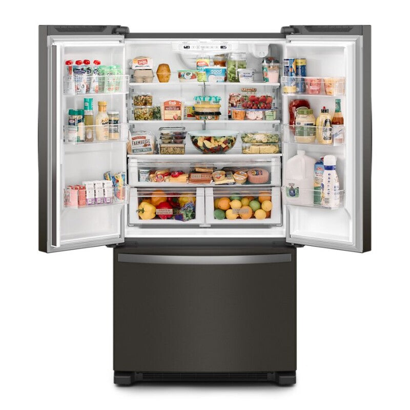 Whirlpool 36-Inch Wide Full-Depth French Door Bottom Mount Refrigerator - 25 cu. ft. - Print Resist Black Stainless (WRFF3236RV)