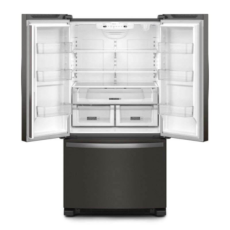 Whirlpool 36-Inch Wide Full-Depth French Door Bottom Mount Refrigerator - 25 cu. ft. - Print Resist Black Stainless (WRFF3236RV)
