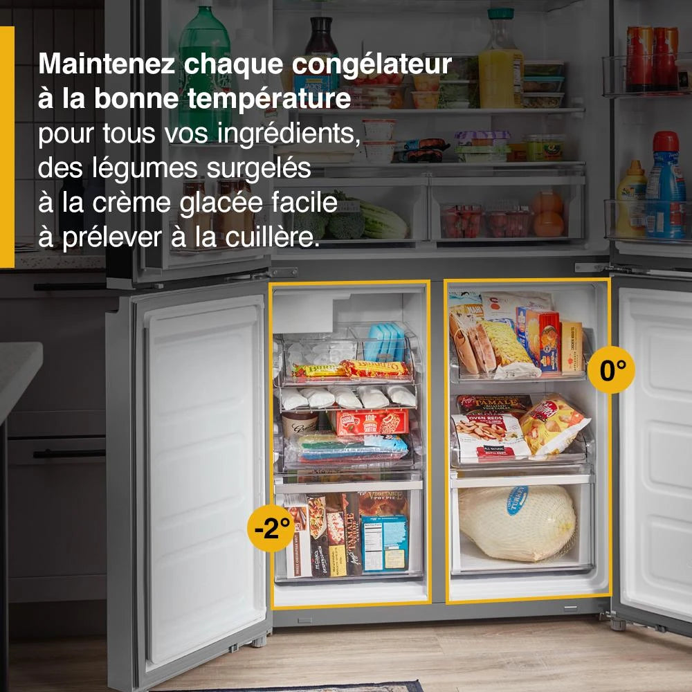 WHIRLPOOL 36-inch Wide Counter Depth 4 Door Refrigerator - 19.4 cu. ft. - Fingerprint-Resistant Stainless Finish (WRQA59CNKZ)