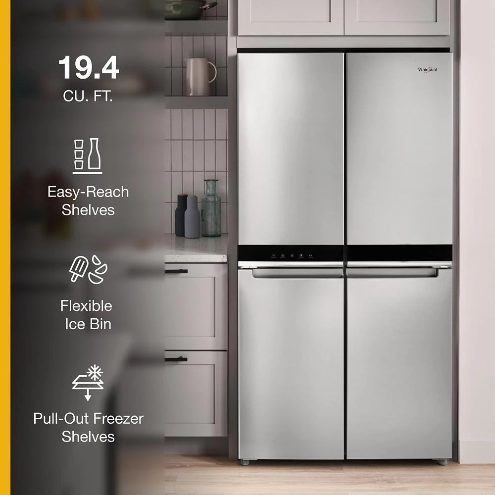 WHIRLPOOL 36-inch Wide Counter Depth 4 Door Refrigerator - 19.4 cu. ft. - Fingerprint-Resistant Stainless Finish (WRQA59CNKZ)