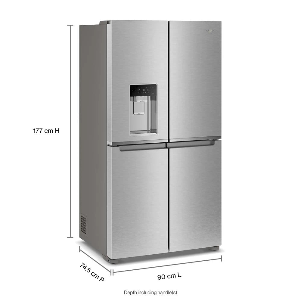 WHIRLPOOL 36-Inch Counter Depth 4 Door Refrigerator with Ice Maker in Door - Fingerprint Resistant Stainless Steel (WRQC7836RZ)