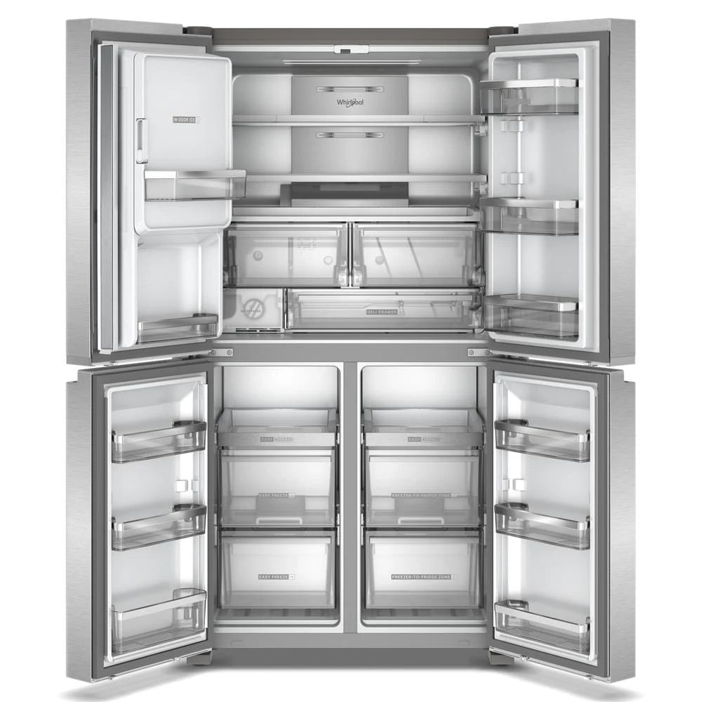 WHIRLPOOL 36-Inch Counter Depth 4 Door Refrigerator with Ice Maker in Door - Fingerprint Resistant Stainless Steel (WRQC7836RZ)