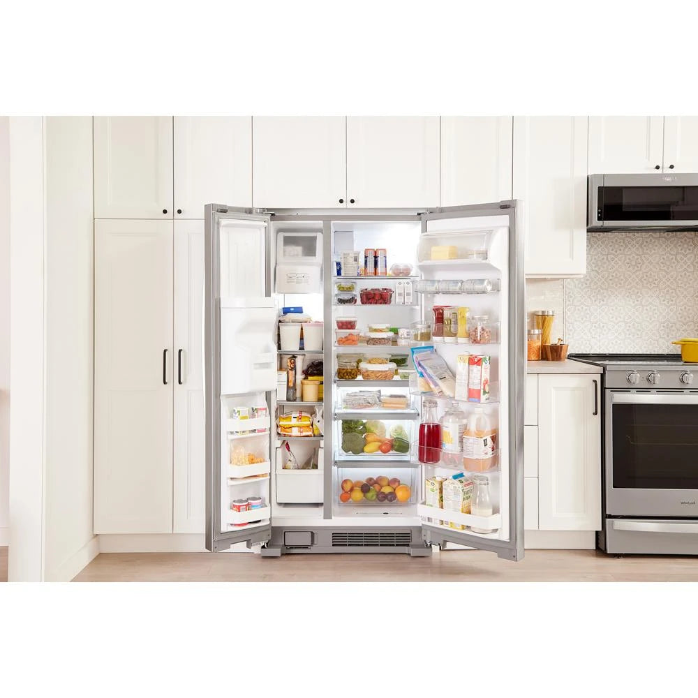 WHIRLPOOL 33-inch Wide Side-by-Side Refrigerator - 22 cu. ft. - Fingerprint-Resistant Stainless Finish (WRS312SNHM)