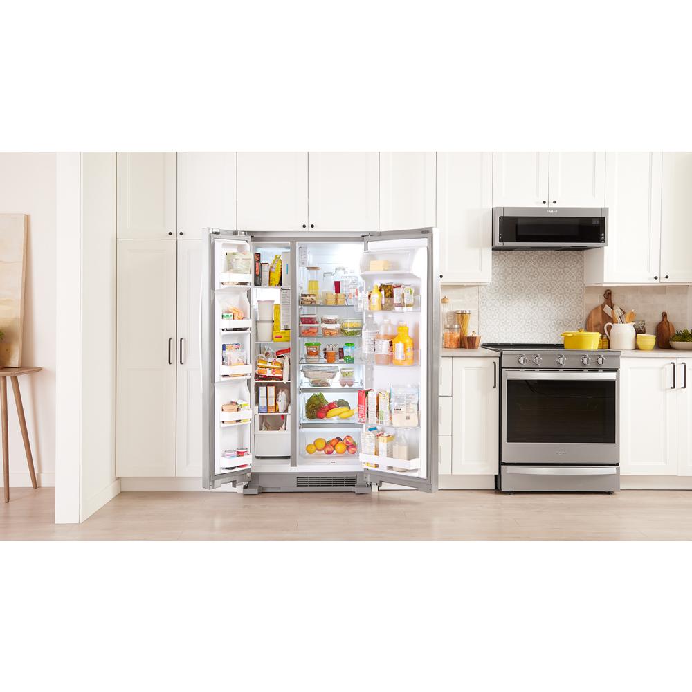 Whirlpool 33-inch Wide Side-by-Side Refrigerator - 22 cu. ft. - Monochromatic Stainless Steel (WRS312SNHM)