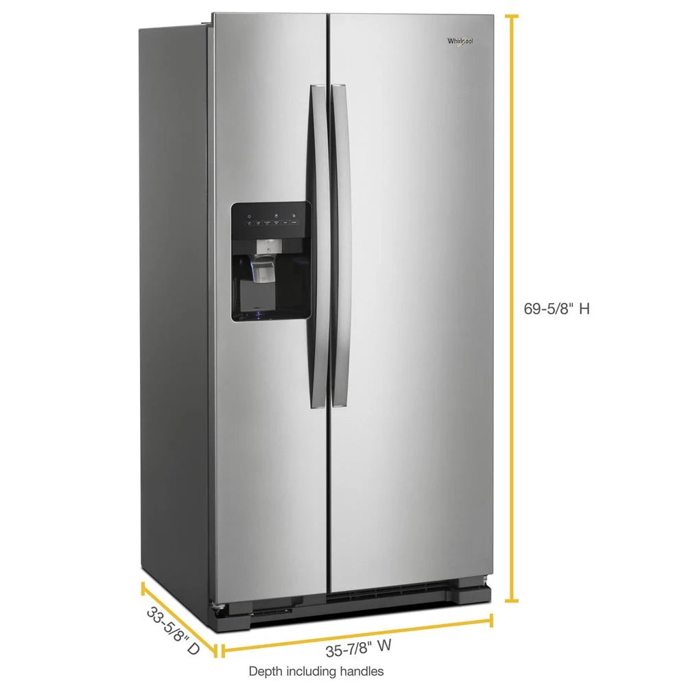 WHIRLPOOL 36-inch Wide Side-by-Side Refrigerator - 24 cu. ft. - Fingerprint-Resistant Stainless Finish (WRS315SDHM)