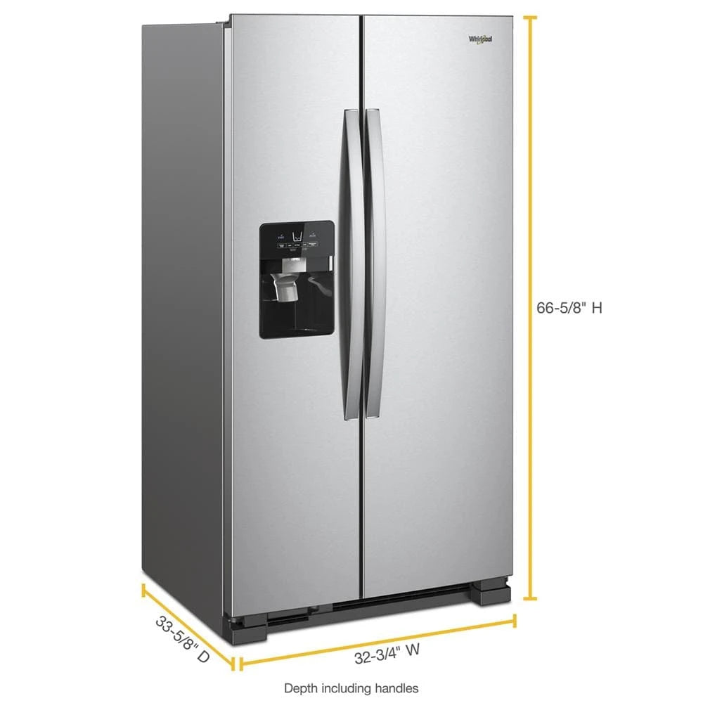 WHIRLPOOL 33-inch Wide Side-by-Side Refrigerator - 21 cu. ft. - Fingerprint-Resistant Stainless Finish (WRS321SDHZ)