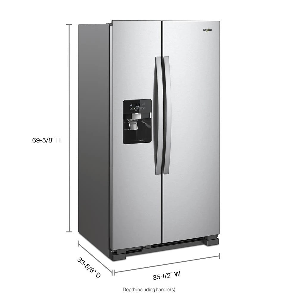 WHIRLPOOL 36-inch Wide Side-by-Side Refrigerator - 25 cu. ft. - Fingerprint-Resistant Stainless Finish (WRS325SDHZ)