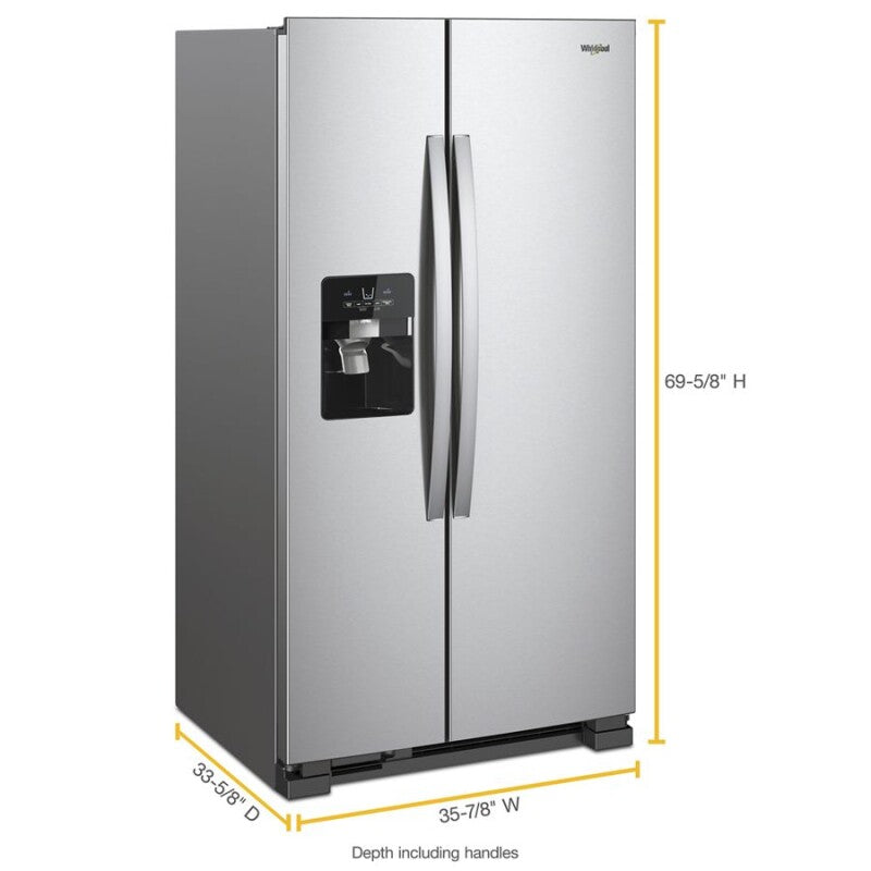 Whirlpool 36-inch Wide Side-by-Side Refrigerator - 25 cu. ft. - Monochromatic Stainless Steel (WRS335SDHM)
