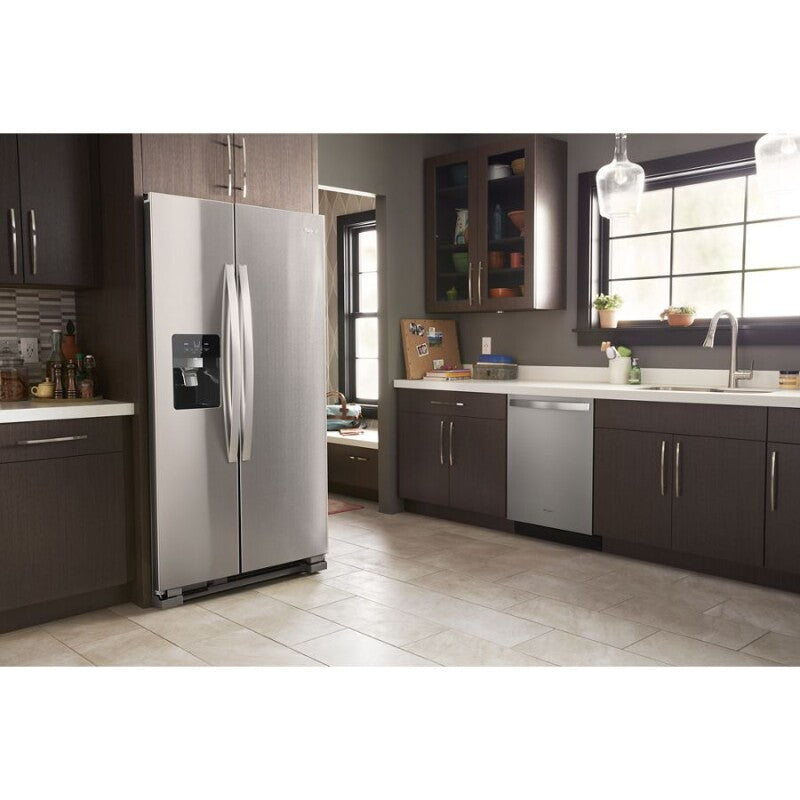 Whirlpool 36-inch Wide Side-by-Side Refrigerator - 25 cu. ft. - Monochromatic Stainless Steel (WRS335SDHM)