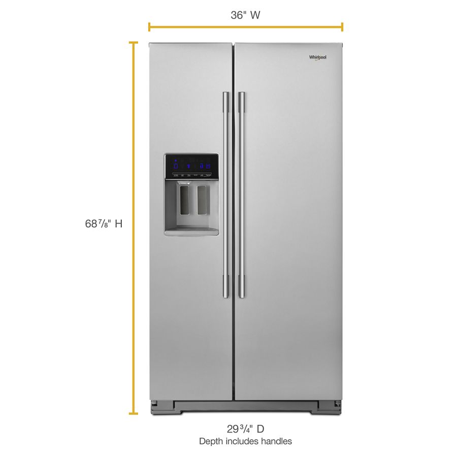 Whirlpool 36-inch Wide Contemporary Handle Counter Depth Side-by-Side Refrigerator - 21 cu. ft. - Fingerprint Resistant Stainless Steel (WRSA71CIHZ)