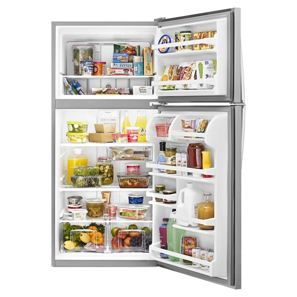 WHIRLPOOL 30-inch Wide Top Freezer Refrigerator - 18 Cu. Ft. - Monochromatic Stainless Steel (WRT108FFDM)