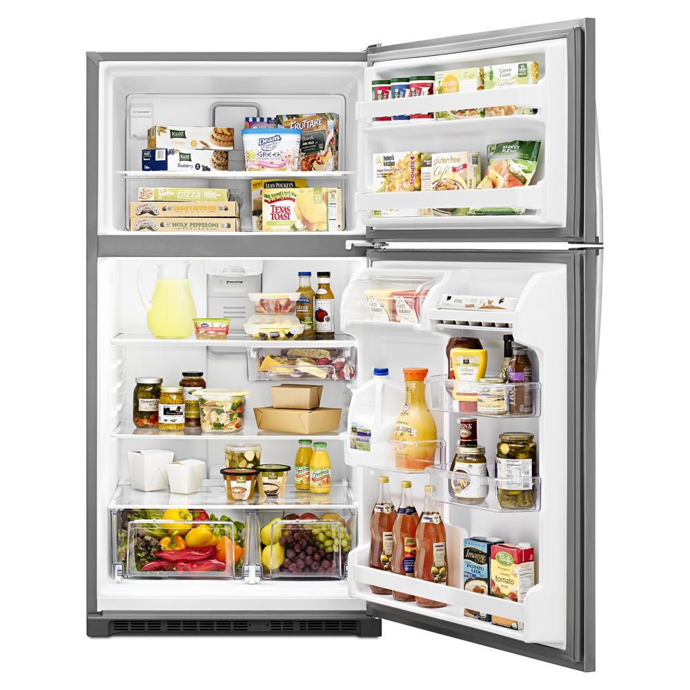 Whirlpool 33-inch Wide Top Freezer Refrigerator - 20 cu. ft. - Monochromatic Stainless Steel (WRT311FZDM)