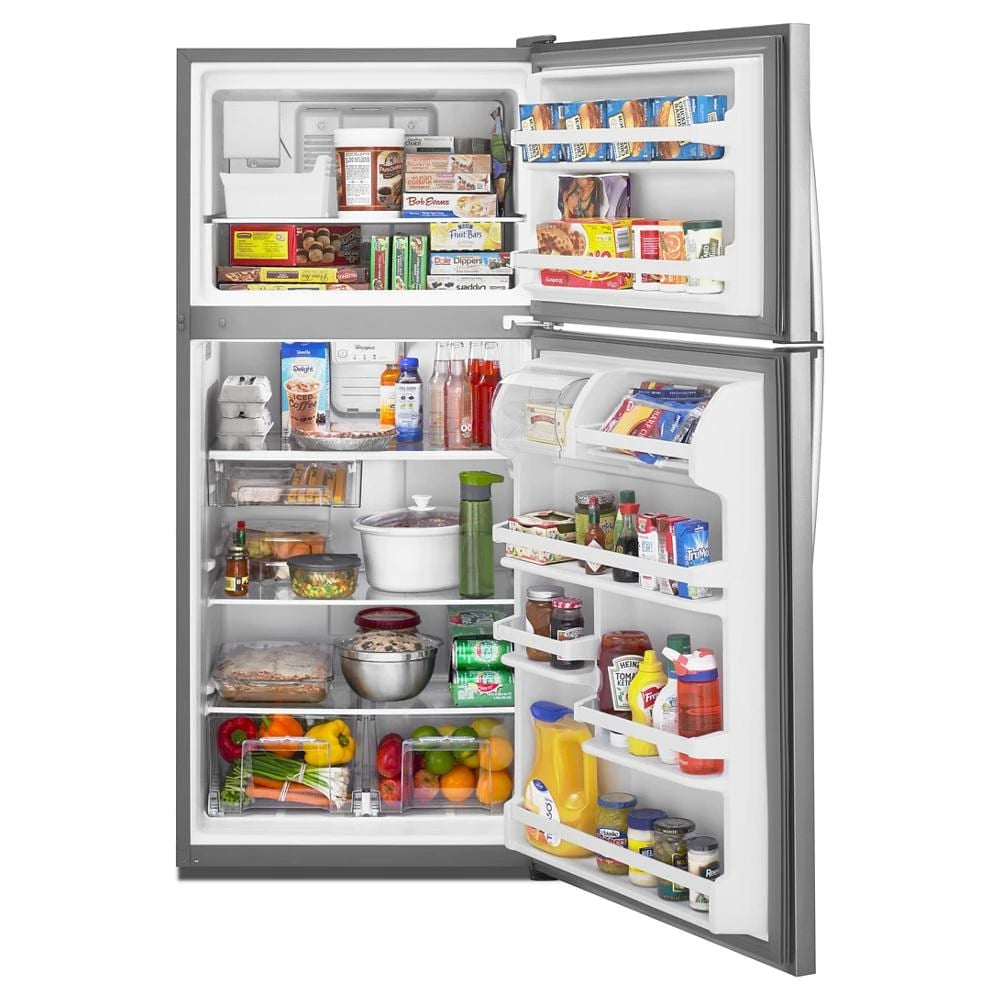 WHIRLPOOL 30-inch Wide Top Freezer Refrigerator - 18 cu. ft. - Stainless Steel (WRT318FMDM)