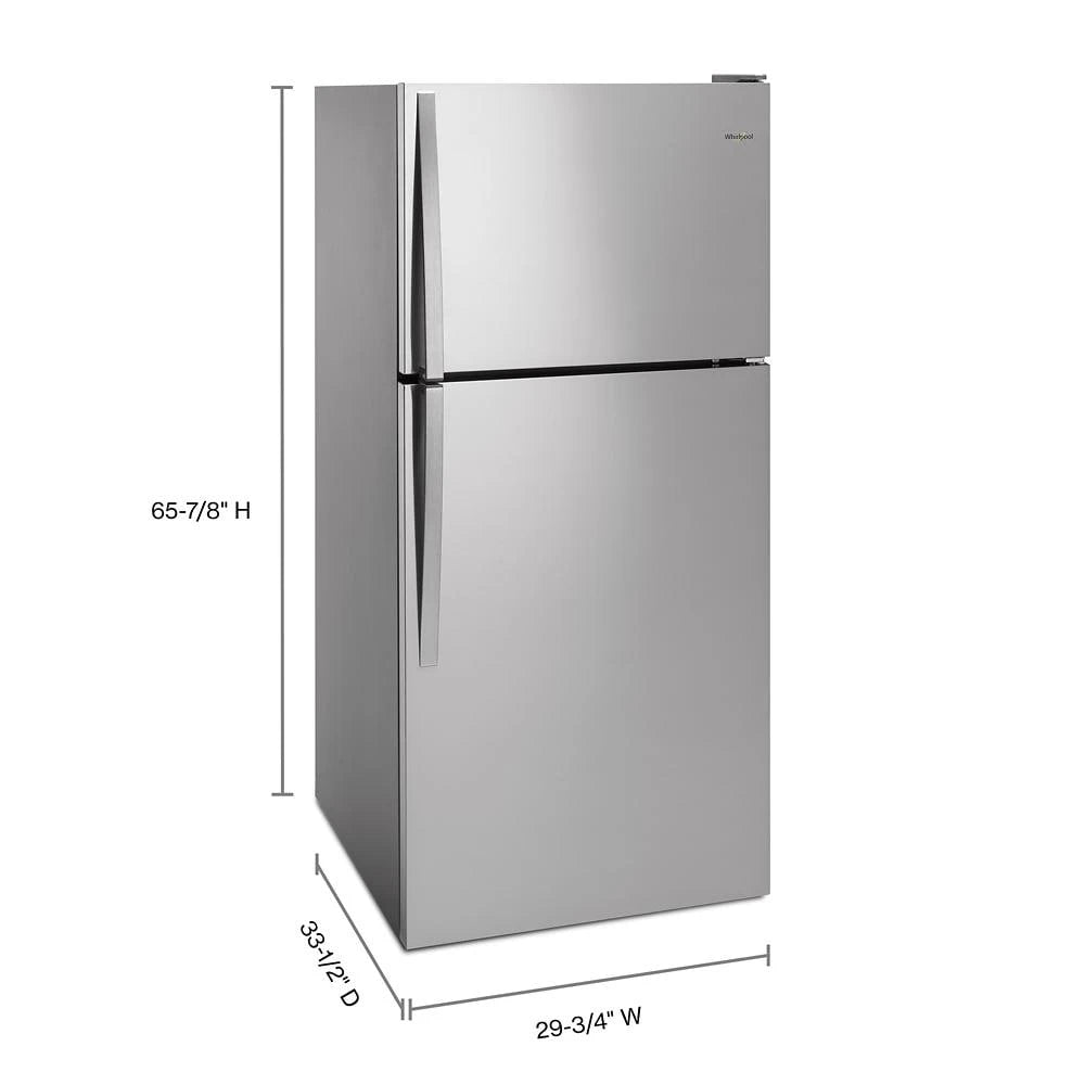 WHIRLPOOL 30-inch Wide Top Freezer Refrigerator - 18 cu. ft. - Stainless Steel (WRT318FMDM)