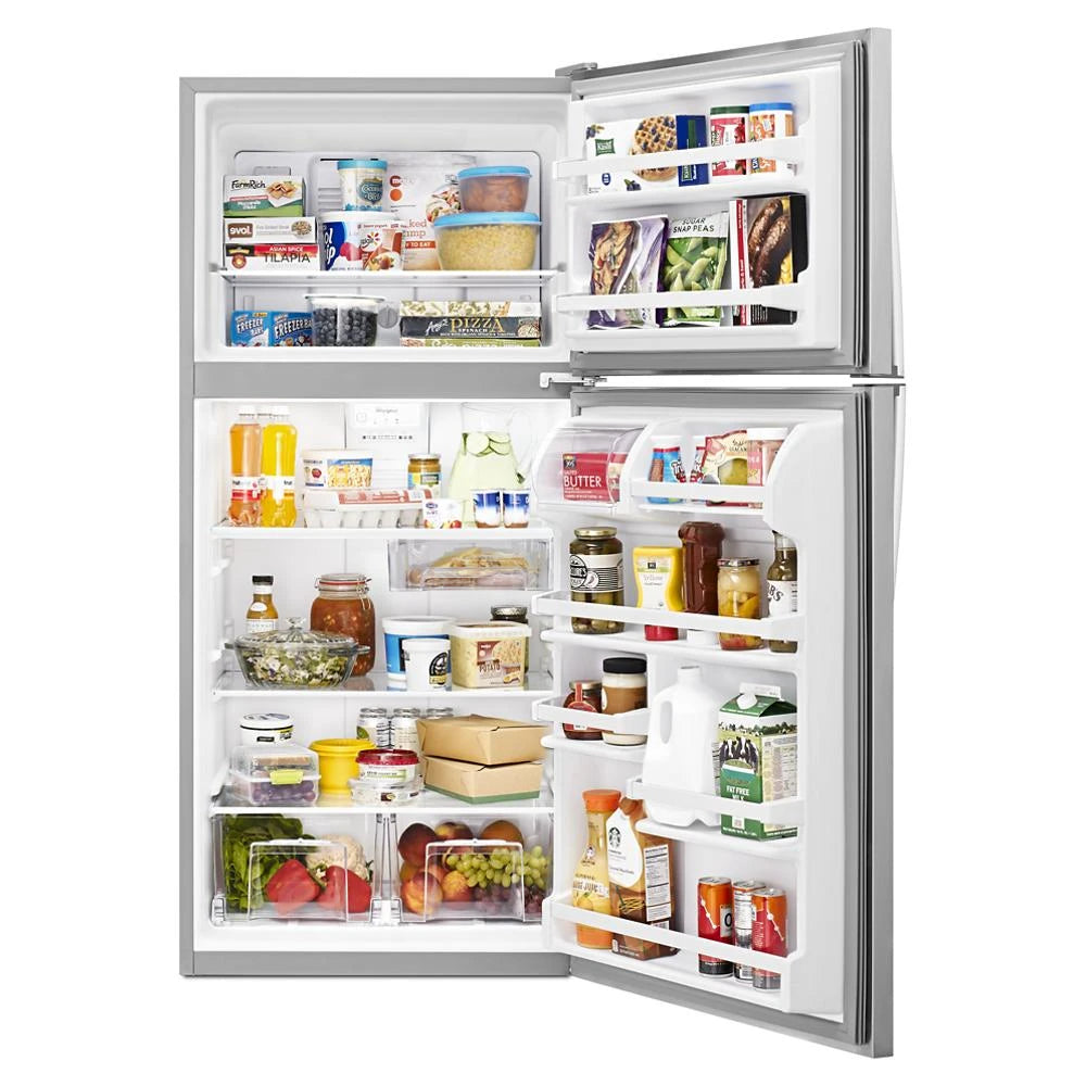 WHIRLPOOL 30-inch Wide Top Freezer Refrigerator - 18 cu. ft. - Monochromatic Stainless Steel (WRT318FZDM)