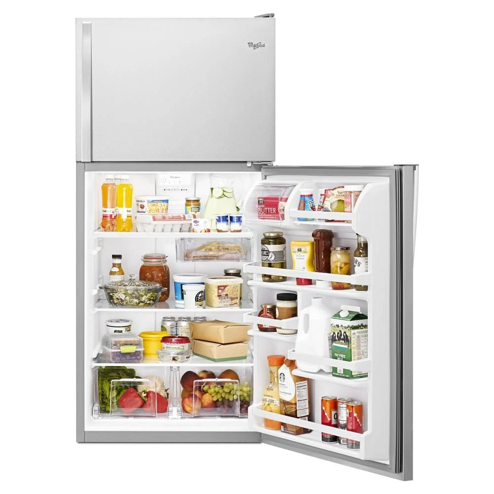 WHIRLPOOL 30-inch Wide Top Freezer Refrigerator - 18 cu. ft. - Monochromatic Stainless Steel (WRT318FZDM)