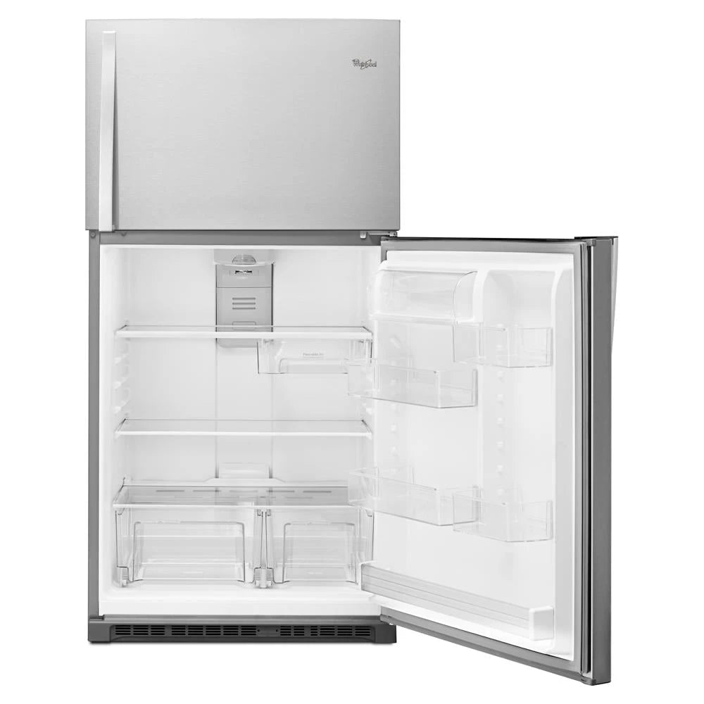 WHIRLPOOL 33-inch Wide Top Freezer Refrigerator - 21 cu. ft. - Monochromatic Stainless Steel (WRT541SZDM)