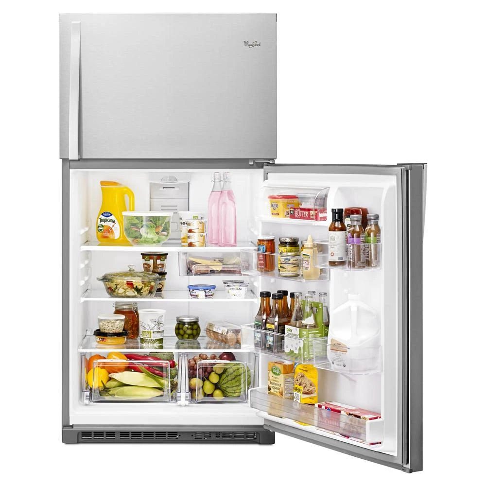 WHIRLPOOL 33-inch Wide Top Freezer Refrigerator - 21 cu. ft. - Monochromatic Stainless Steel (WRT541SZDM)