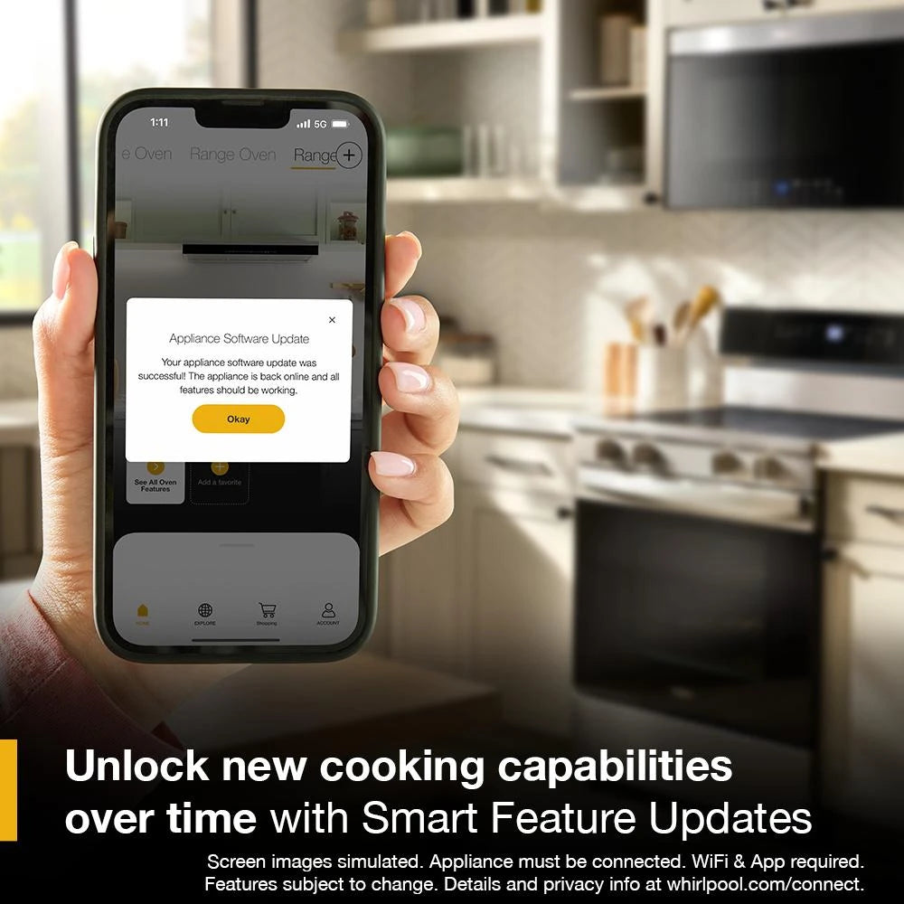 WHIRLPOOL 30-inch Electric Smart Range with Air Cooking Technology - Fingerprint Resistant Stainless Steel (WSES5030SZ)