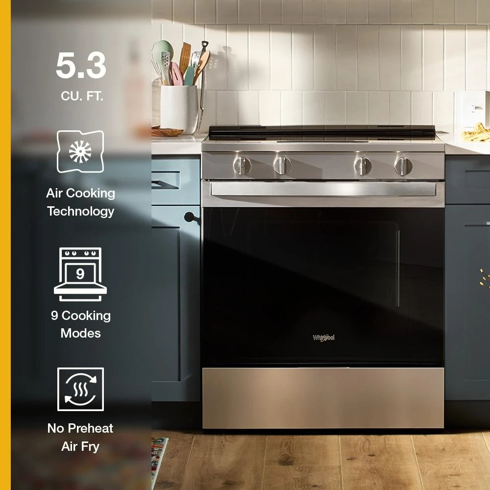 WHIRLPOOL 30-inch Electric Smart Range with Air Cooking Technology - Fingerprint Resistant Stainless Steel (WSES5030SZ)