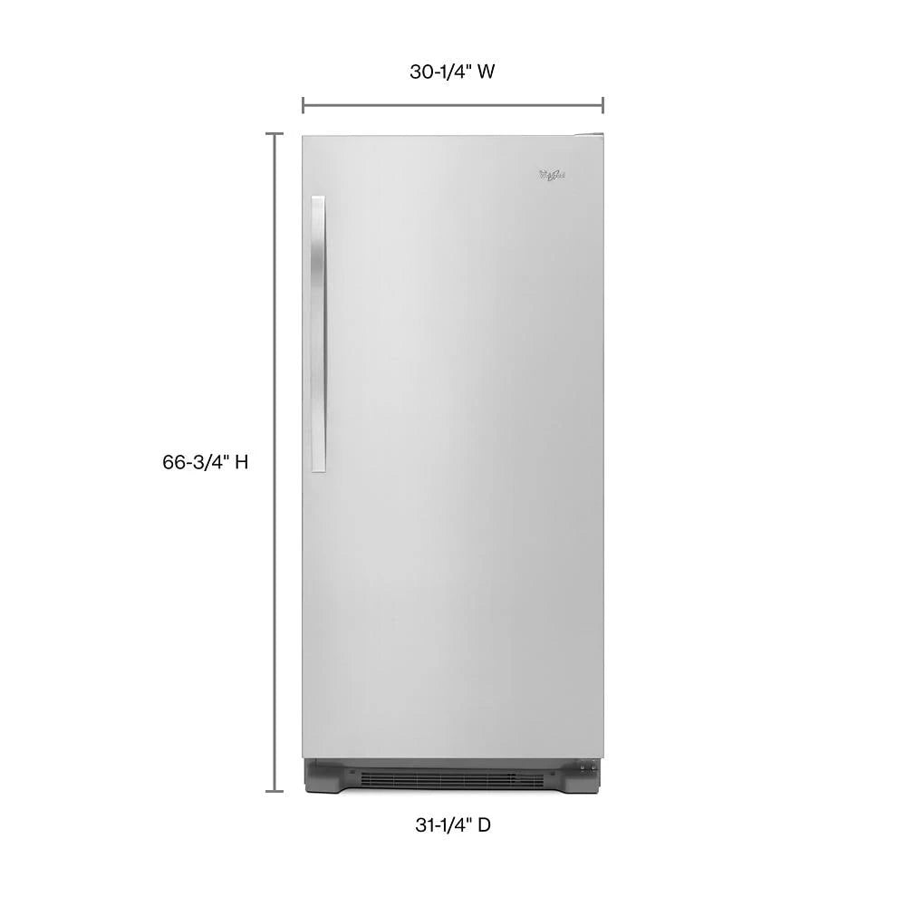 WHIRLPOOL 31-inch Wide SideKicks® All-Refrigerator with LED Lighting - 18 cu. ft. - Monochromatic Stainless Steel (WSR57R18DM)