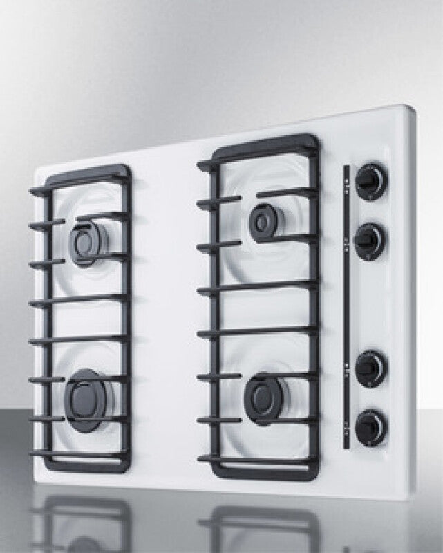 SUMMIT 30" Wide 4-Burner Gas Cooktop - White (WTL053S)