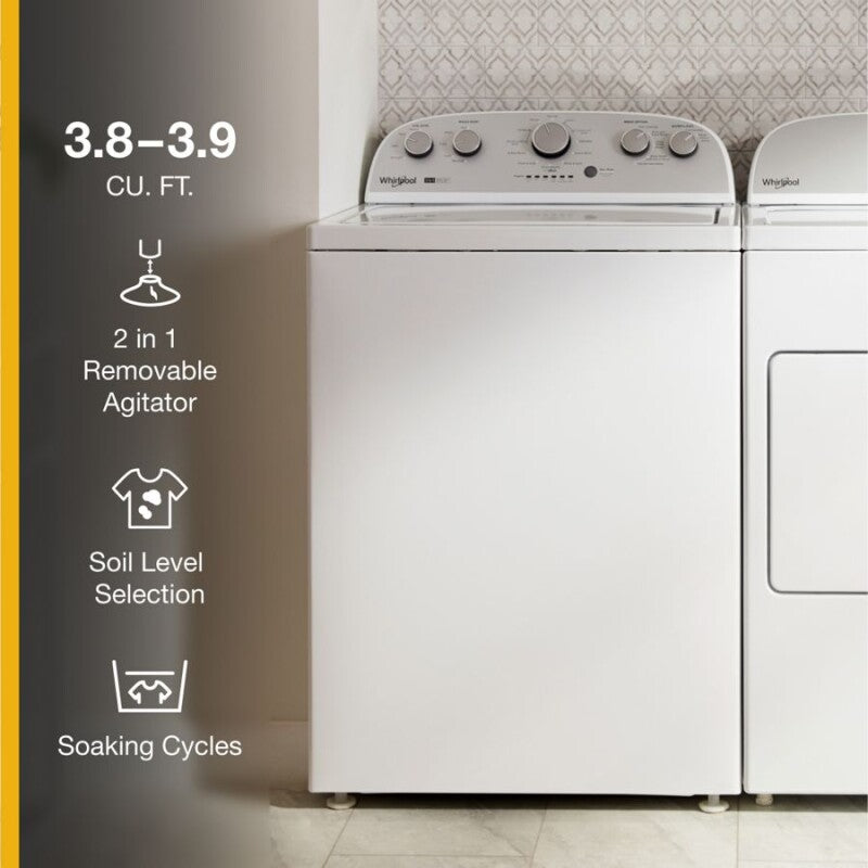 Whirlpool 3.8?3.9 Cu. Ft. Whirlpool® Top Load Washer with Removable Agitator - White (WTW4957PW)