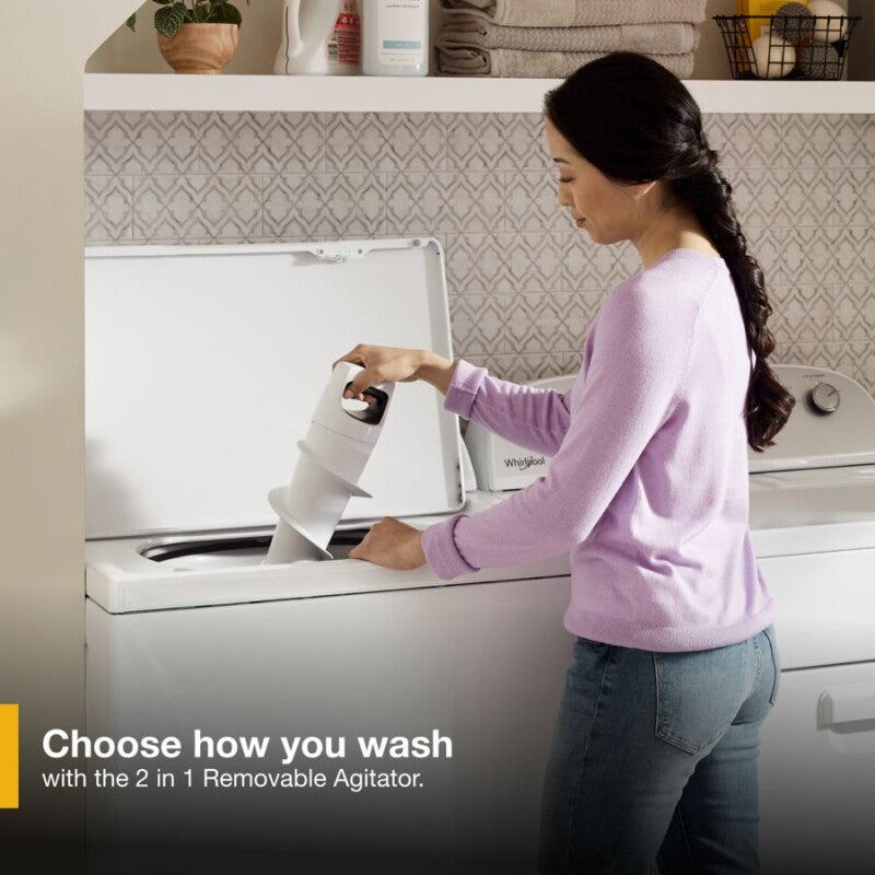 Whirlpool 3.8?3.9 Cu. Ft. Whirlpool® Top Load Washer with Removable Agitator - White (WTW4957PW)