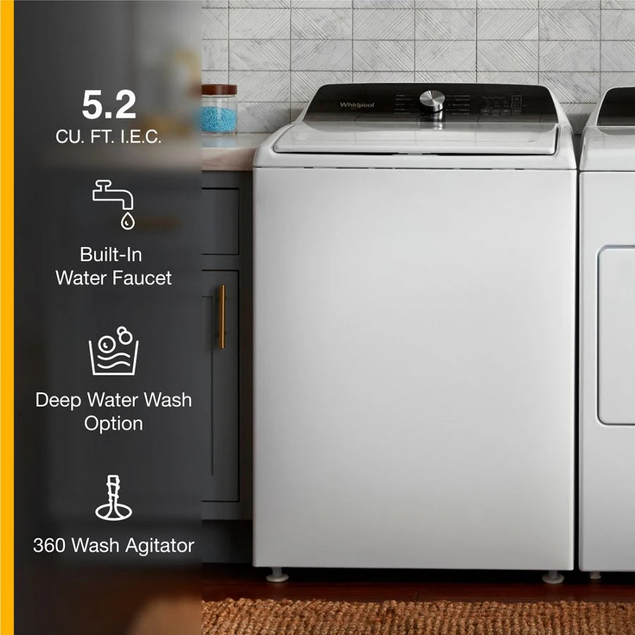 Whirlpool 4.5 Cu. Ft. Top Load Agitator Washer with Built-In Faucet - White (WTW5015LW)