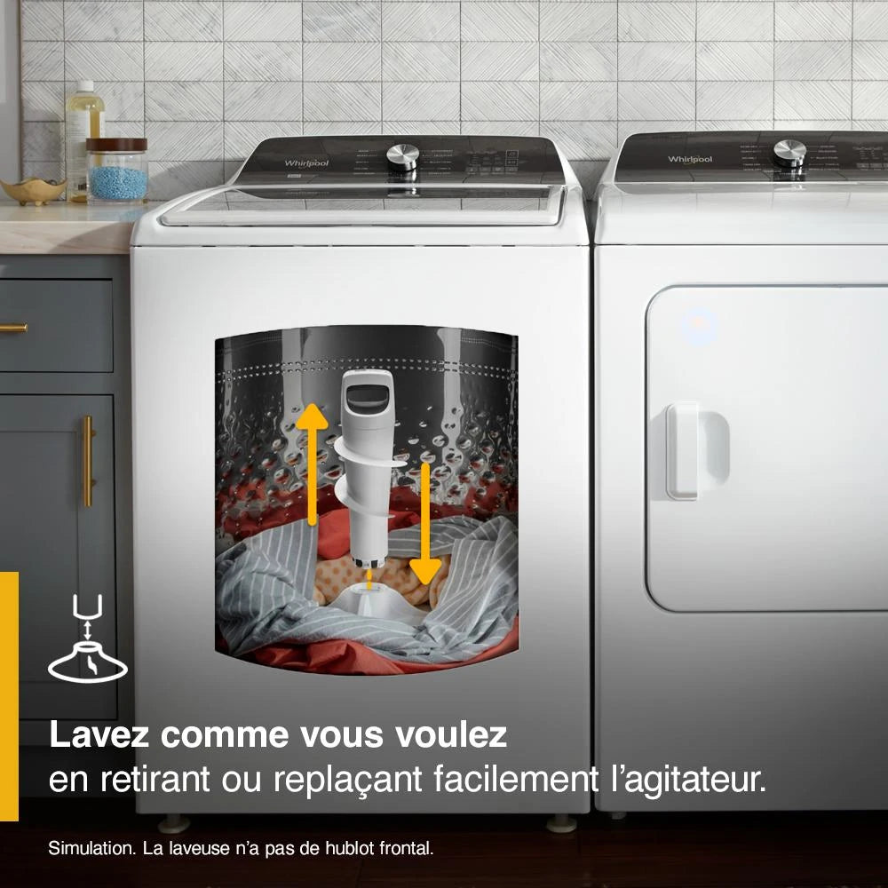 WHIRLPOOL 4.7-4.8 Cu. Ft. Top Load Washer with 2 in 1 Removable Agitator - White (WTW5057LW)