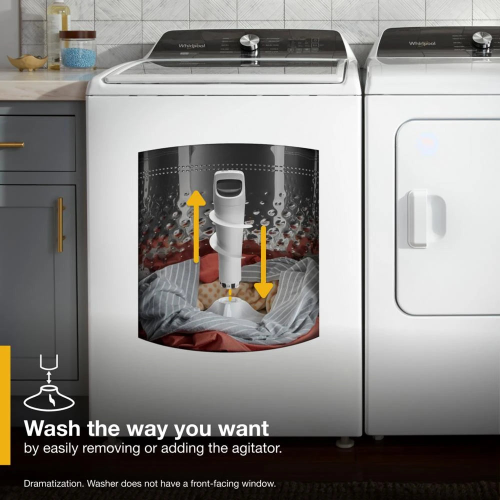 WHIRLPOOL 4.7-4.8 Cu. Ft. Top Load Washer with 2 in 1 Removable Agitator - White (WTW5057LW)