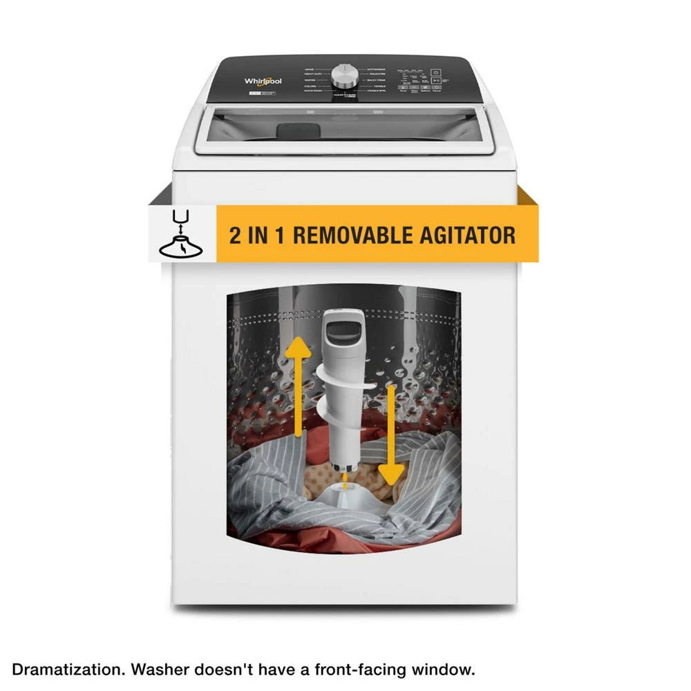 Whirlpool 4.7-4.8 Cu. Ft. Top Load Washer with 2 in 1 Removable Agitator - White (WTW5057LW)