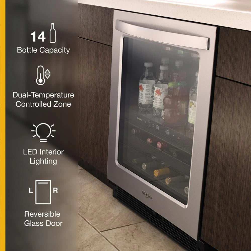 WHIRLPOOL 24-inch Wide Undercounter Beverage Center - 5.2 cu. ft. - Fingerprint Resistant Stainless Steel (WUB50X24HZ)