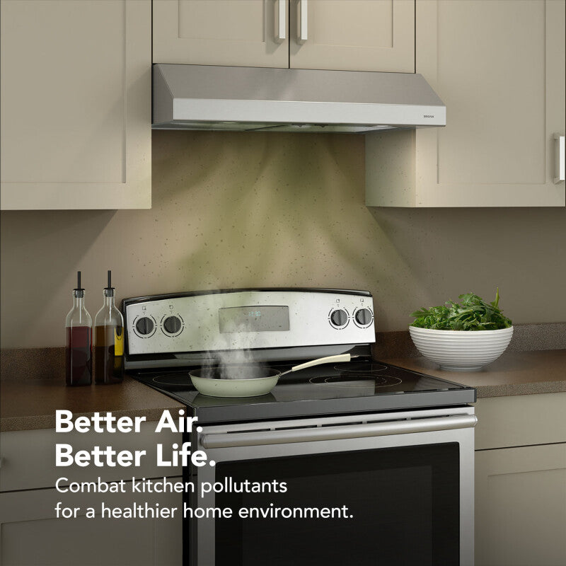 BROAN Glacier 30-Inch 300 Max Blower CFM 5 Sones Stainless Steel Range Hood -  (BCSD130SS)